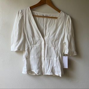 REFORMATION Madeline 8 Blouse Top White Size 8 NWT